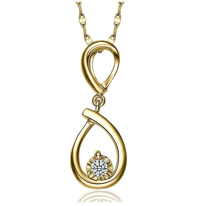 Pendentif lasso en or jaune et diamant - Attrape moi si tu m'aimes - 1