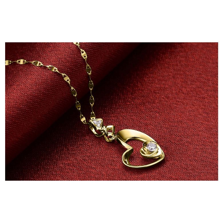 Pendentif Coeur de Rose - Diamants, or jaune - 3