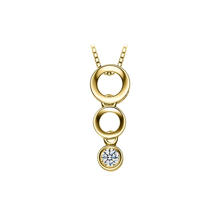 Pendentif contemporain or jaune en O - Diamant serti clos de 0.10ct - 1