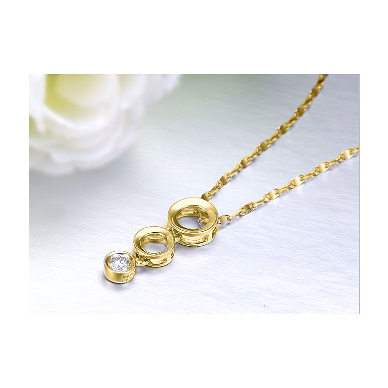 Pendentif contemporain or jaune en O - Diamant serti clos de 0.10ct - 2
