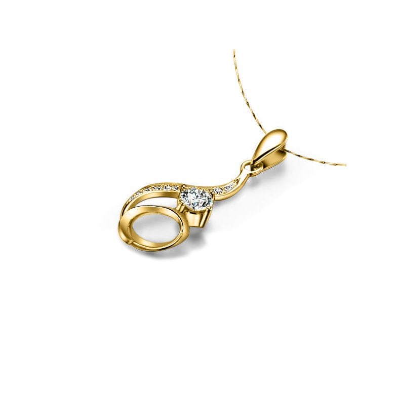 Pendentif byzantin entortillé - Or jaune, diamants 0.22ct - 3