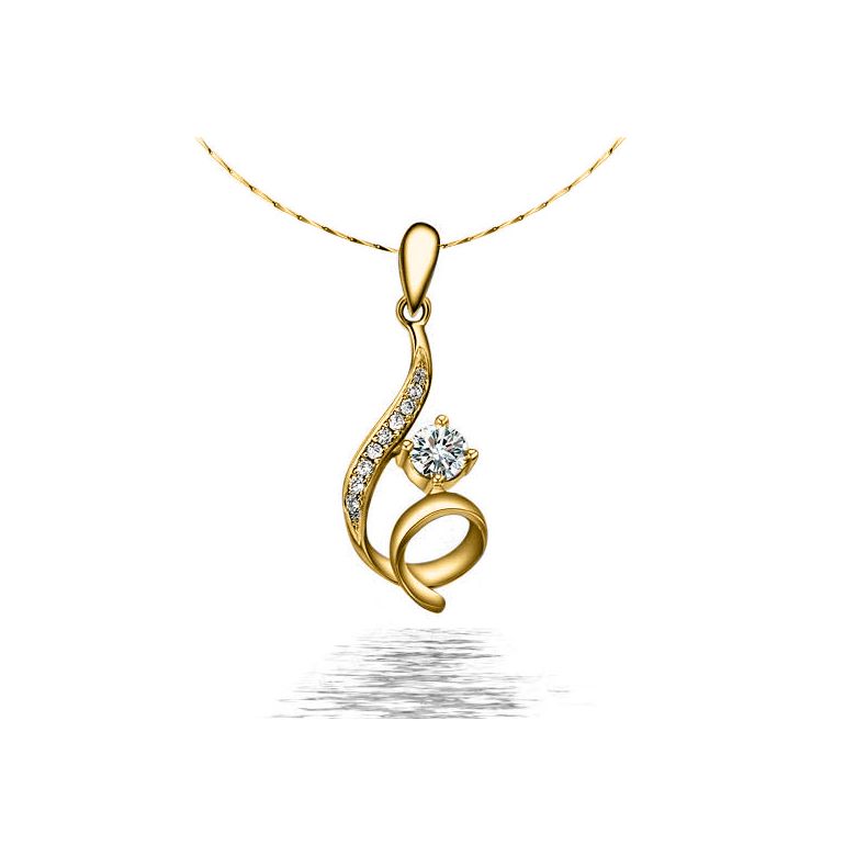 Pendentif byzantin entortillé - Or jaune, diamants 0.22ct - 1