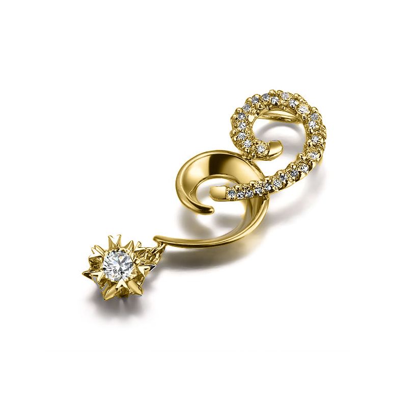 Pendentif 99 - Or jaune - Diamants 0.25ct - 2