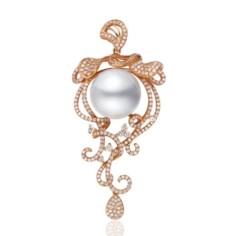 Pendentif de luxe - Les lianes arborescentes - Perle Australie blanche - 1