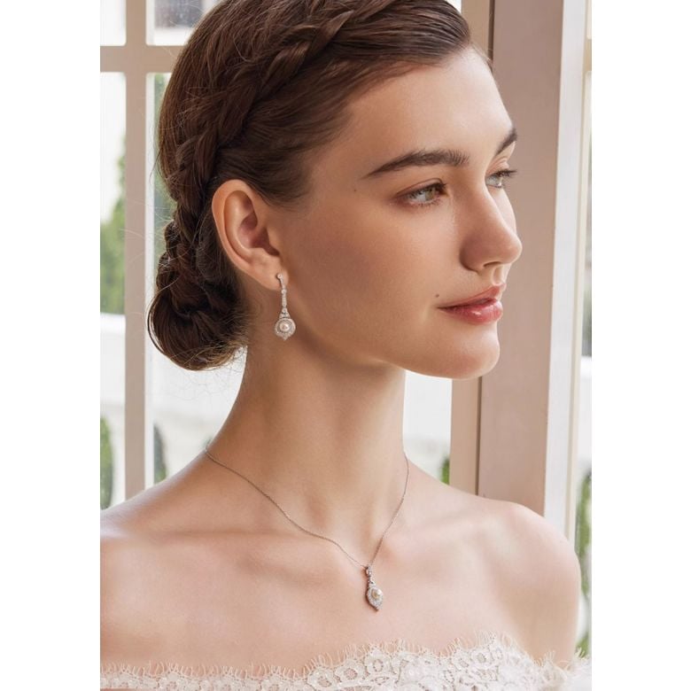 Parure Art Déco Géométria Préciosa – Perles Akoya et Diamants - 2