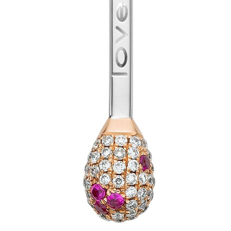 Pendentif passion 2 ors - Allumette Love on Fire - Diamants, rubis - 2