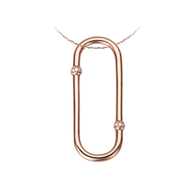 Pendentif bambou or rose - Canne cloisonnée noeuds en diamants - 1