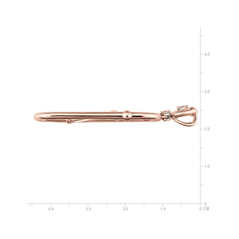 Pendentif végétal raffiné - Bambou incurvé or rose - Diamants 0.20ct - 2