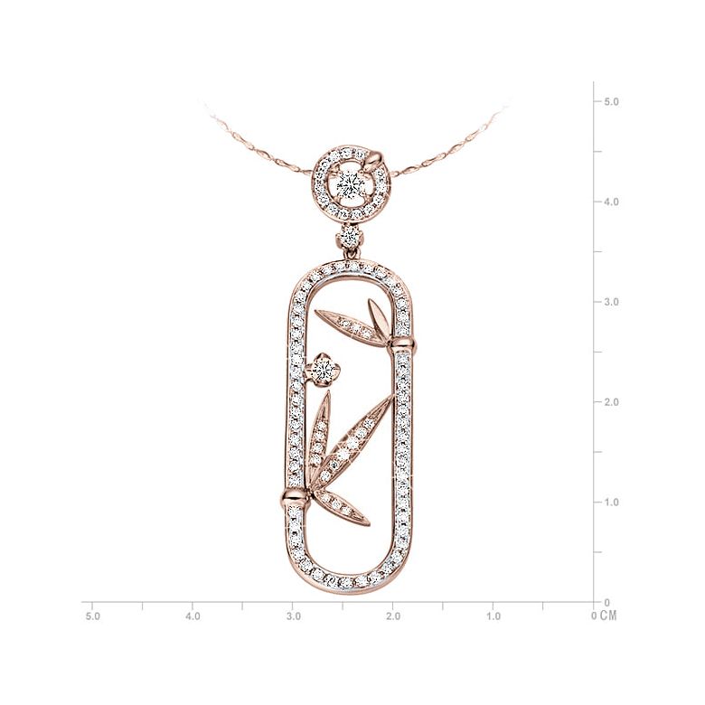 Pendentif bambou majestueux - or rose - Diamants 0.50ct - 3