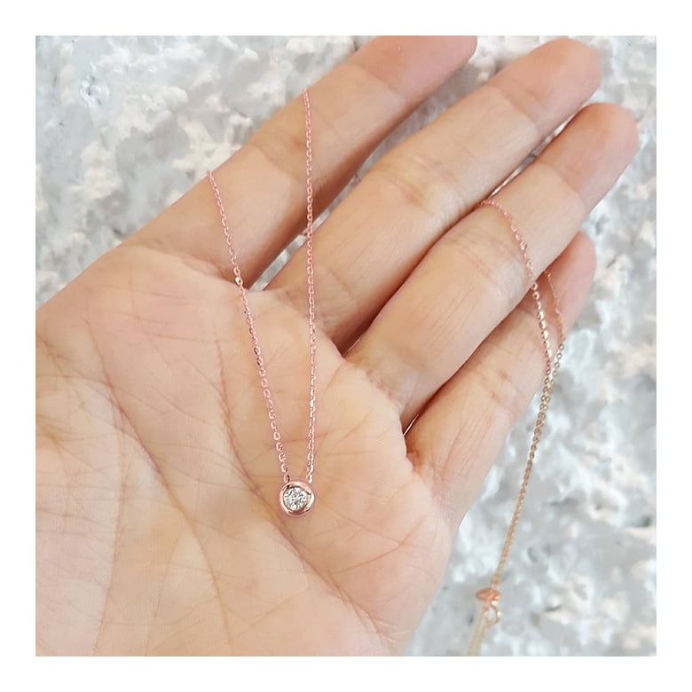 Pendentif solitaire or rose - Diamant serti clos personnalisable - 4