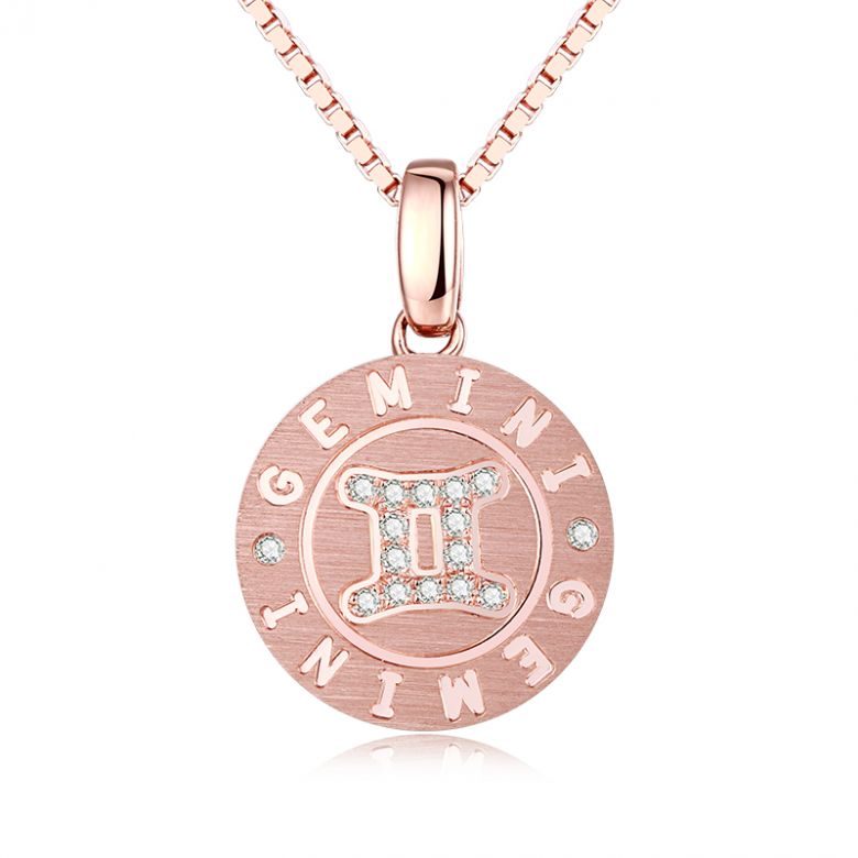 Pendentif Gemini Or rose. Signe des gémeaux. Zodiaque - 1