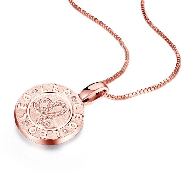 Pendentif Leo Or rose. Signe du Lion. Zodiaque - 7