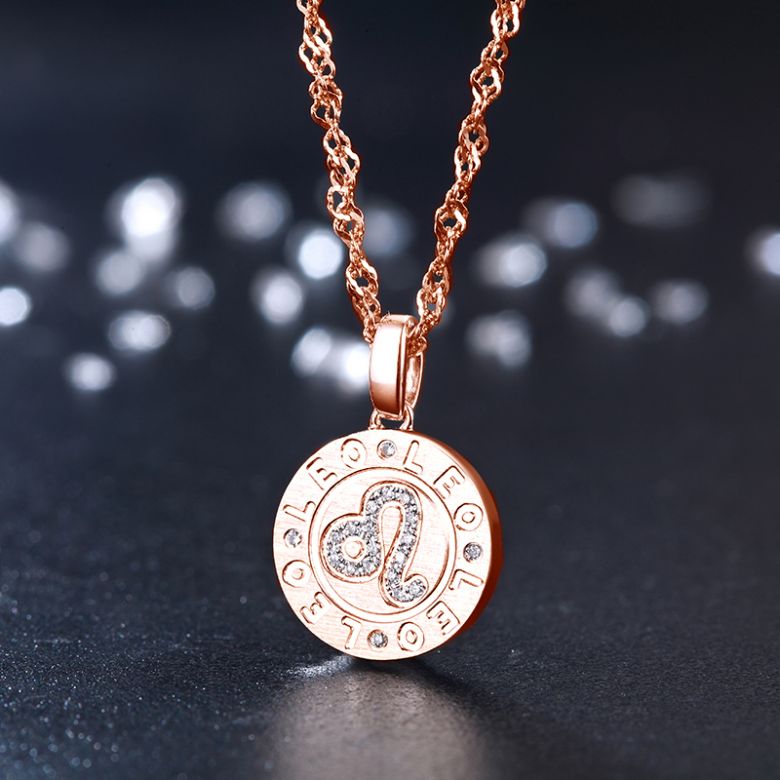 Pendentif Leo Or rose. Signe du Lion. Zodiaque - 4