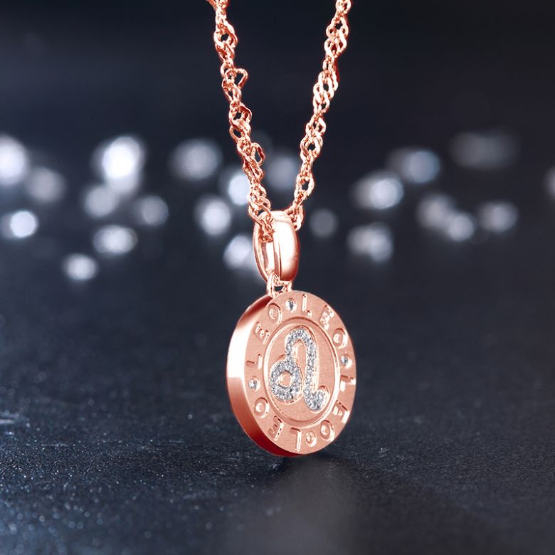 Pendentif Leo Or rose. Signe du Lion. Zodiaque - 6