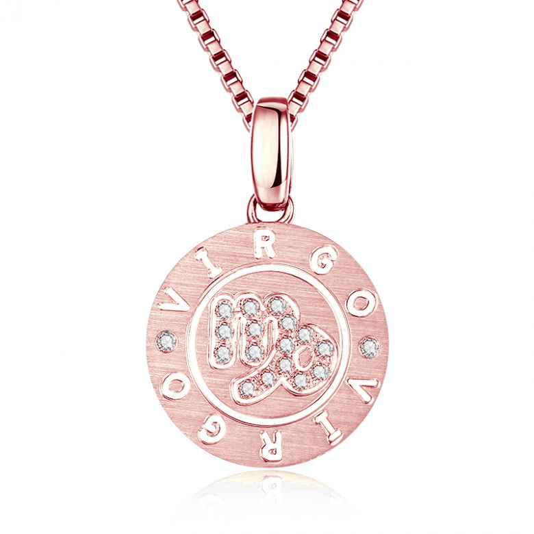 Pendentif Virgo Or rose. Signe de la vierge. Zodiaque - 1