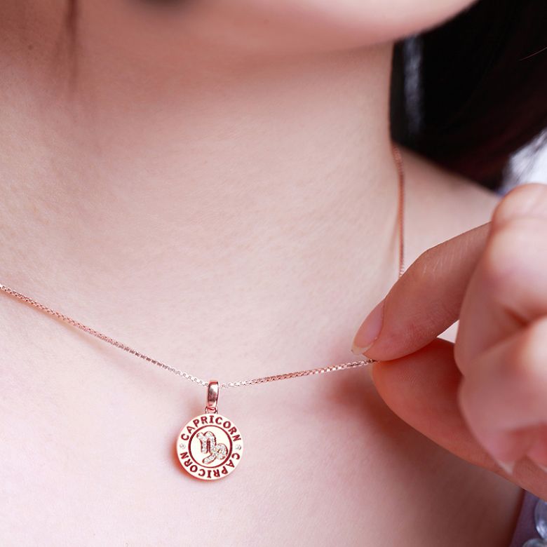 Pendentif Capricorn Or rose. Signe du capricorne. Zodiaque - 4