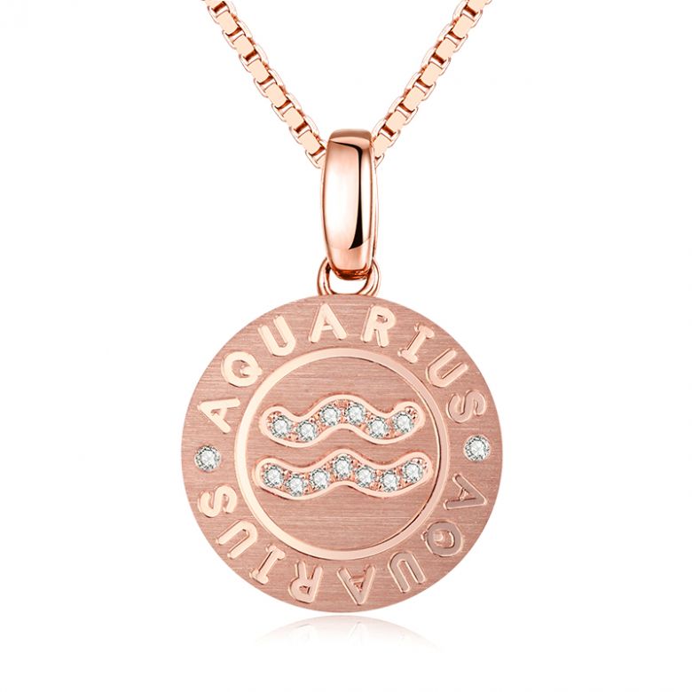 Pendentif signe astrologique verseau - Or rose, diamant - 1