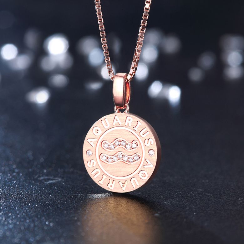 Pendentif signe astrologique verseau - Or rose, diamant - 3