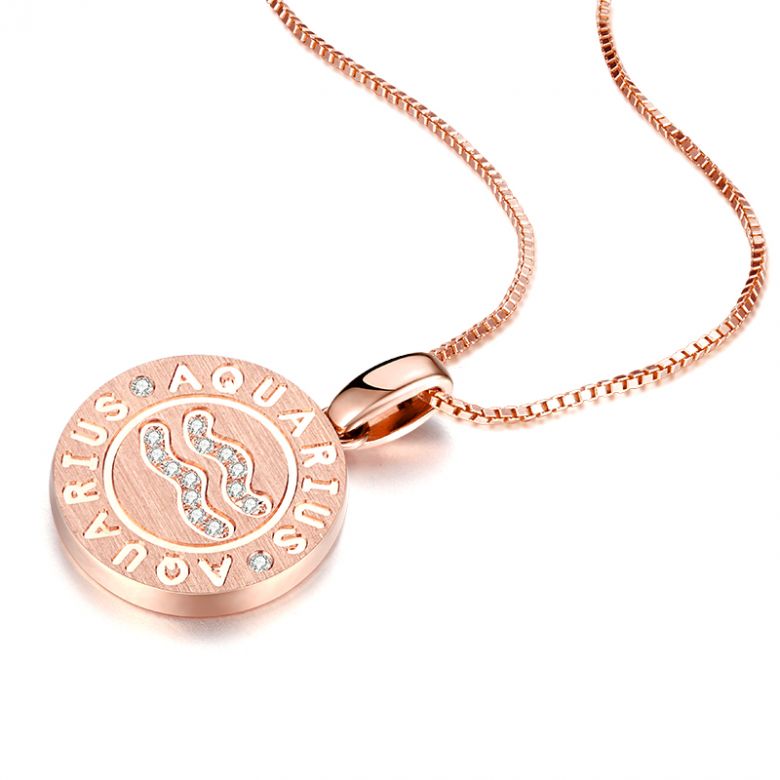 Pendentif signe astrologique verseau - Or rose, diamant - 5