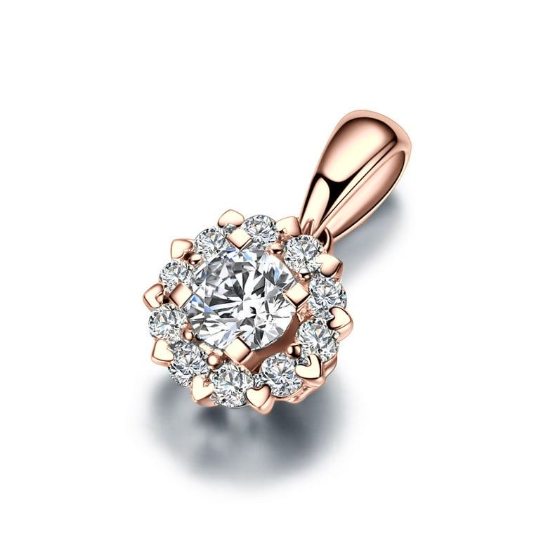 Pendentif Coeur Caillouté Or rose et Diamants - 8