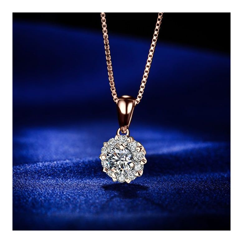 Pendentif Coeur Caillouté Or rose et Diamants - 3