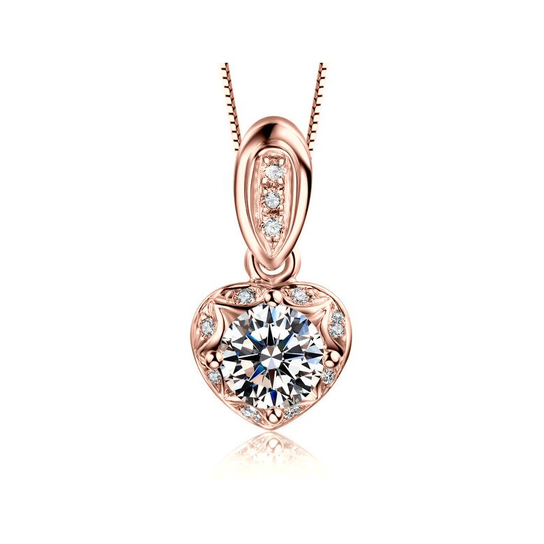 Pendentif Coeur Or rose 18cts et diamants 0.37ct - 1