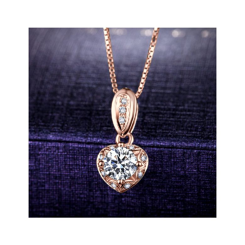 Pendentif Coeur Or rose 18cts et diamants 0.37ct - 3