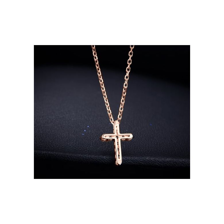 Pendentif religieux forme croix Or rose, Diamants - 6