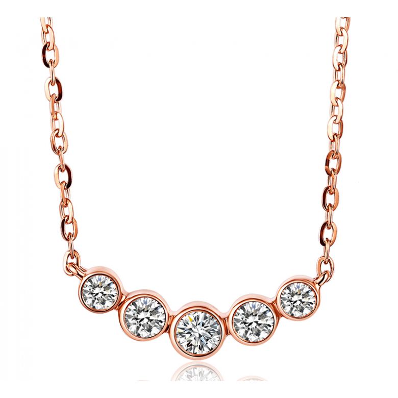 Collier pendentif Or rose. 5 diamants sertis clos 0.26ct | Gemperles - 1