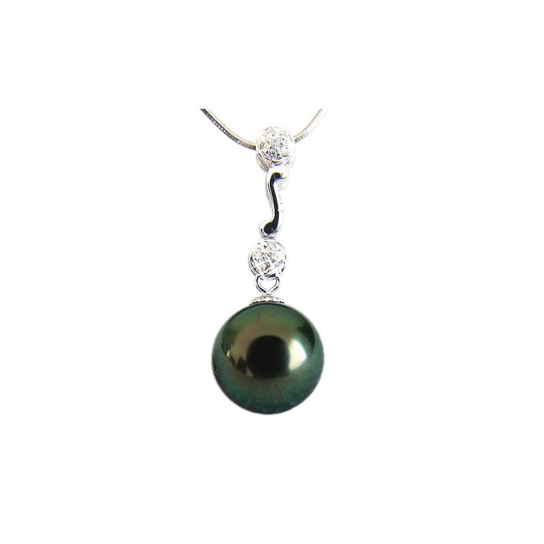 Pendentif Andros - Perle de Tahiti - Or blanc, diamants - 1