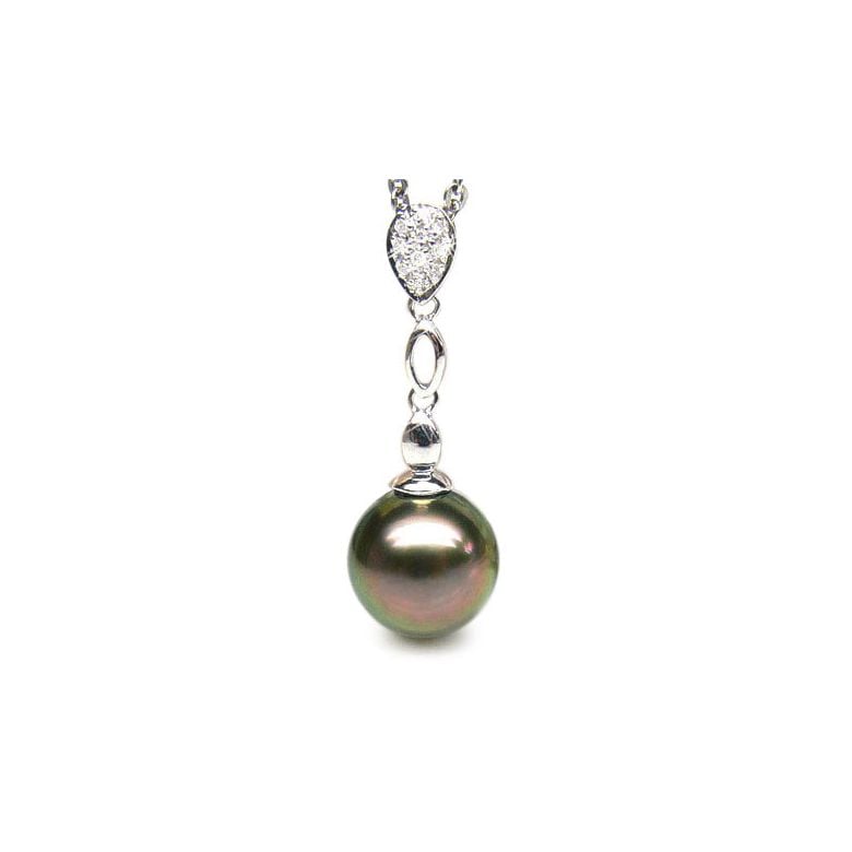 Pendentif Saria- Perle de Tahiti - Or blanc, diamants - 1