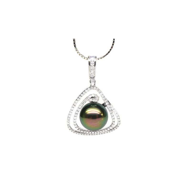 Pendentif trésor des océans - Perle de Tahiti - Or blanc, diamants - 1