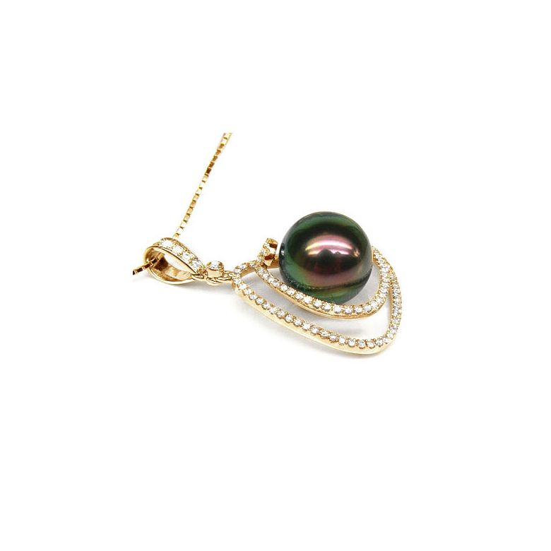 Pendentif trésor des océans - Perle de Tahiti - Or jaune, diamants - 2