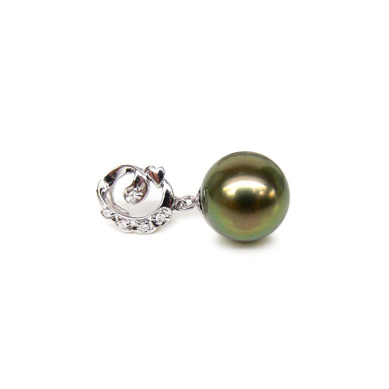 Pendentif création exclusive - Perle de Tahiti - Or blanc, diamants - 1