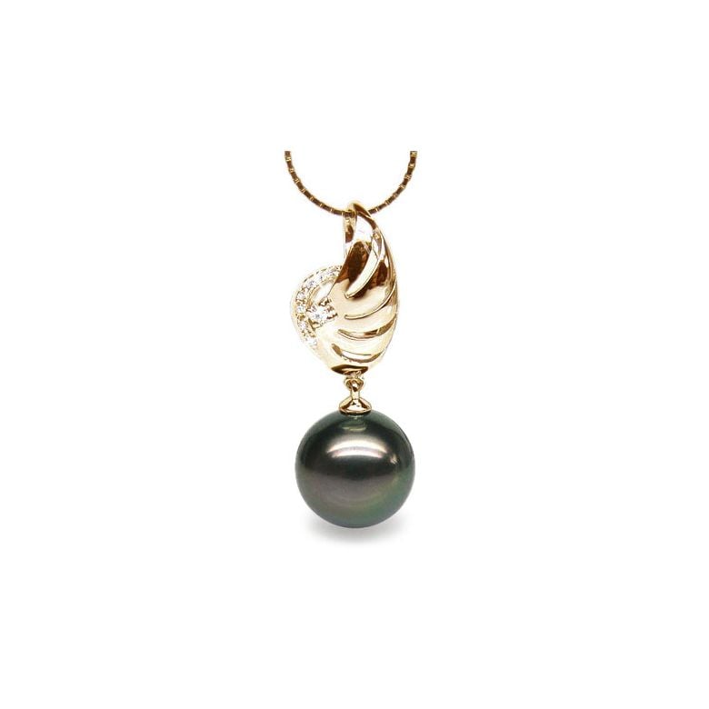 Pendentif symbole liberté - Pendentif aile perle de Tahiti - Or jaune, diamants - 1