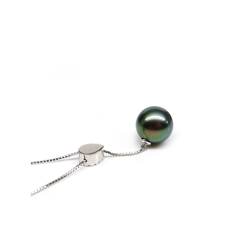 Collier pendentif or blanc et perle de Tahiti - Pendant nacré - 4