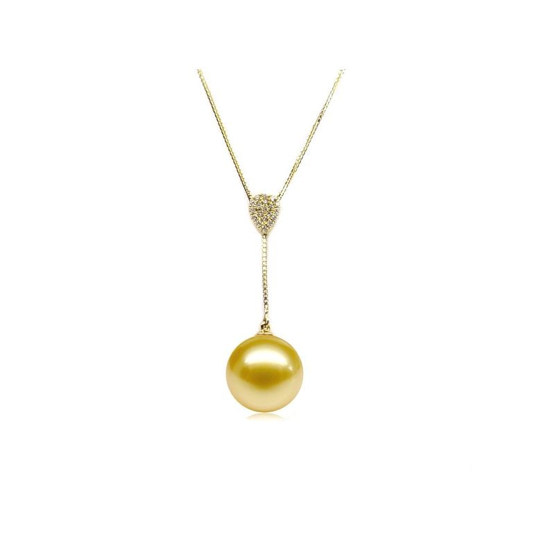 Pendentif bélière d'inspiration romaine - Perle d'Australie 10-11mm, or jaune - 1