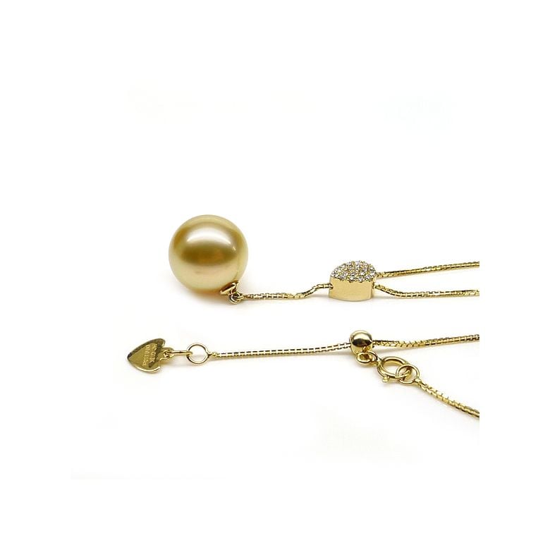 Pendentif bélière d'inspiration romaine - Perle d'Australie 10-11mm, or jaune - 7