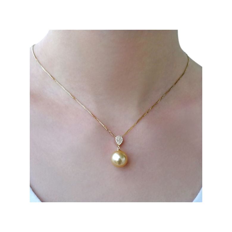 Pendentif bélière d'inspiration romaine - Perle d'Australie 10-11mm, or jaune - 3