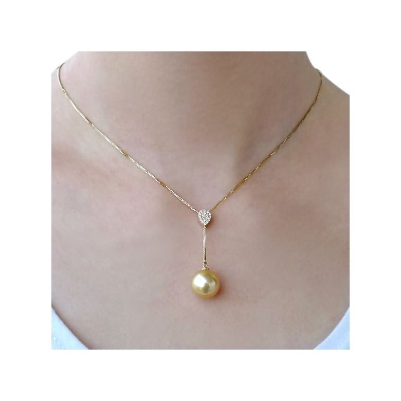 Pendentif bélière d'inspiration romaine - Perle d'Australie 10-11mm, or jaune - 2