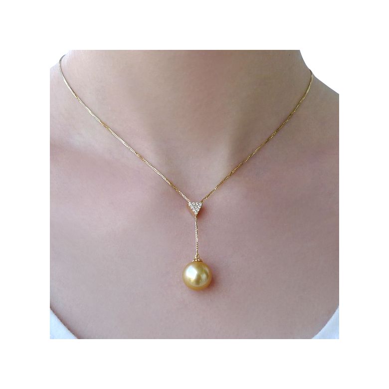 Pendentif bélière or jaune - Perle d'Australie dorée - 3
