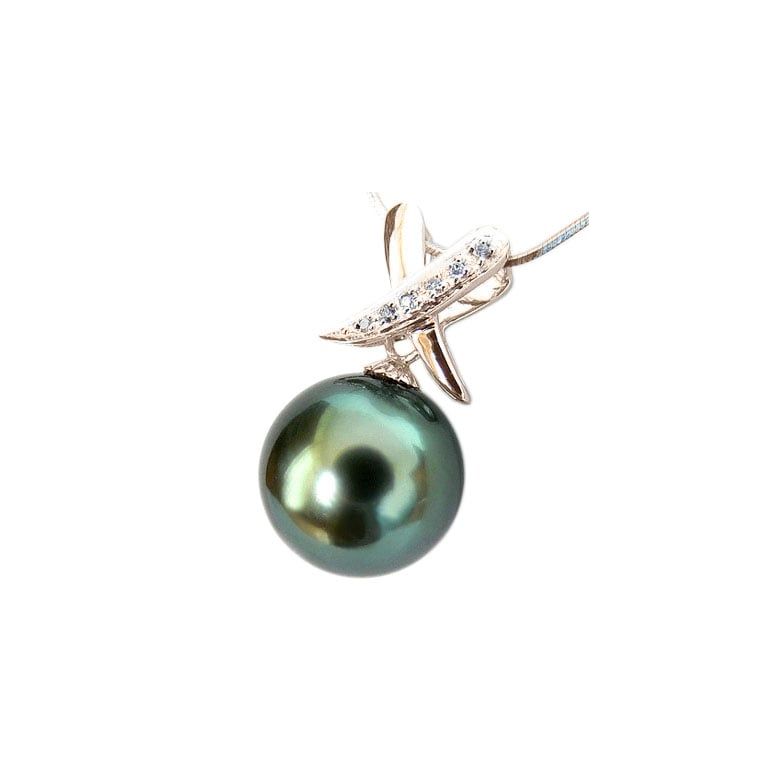 Pendentif Béatrice forme croix - Perle de Tahiti, Or rose - 1