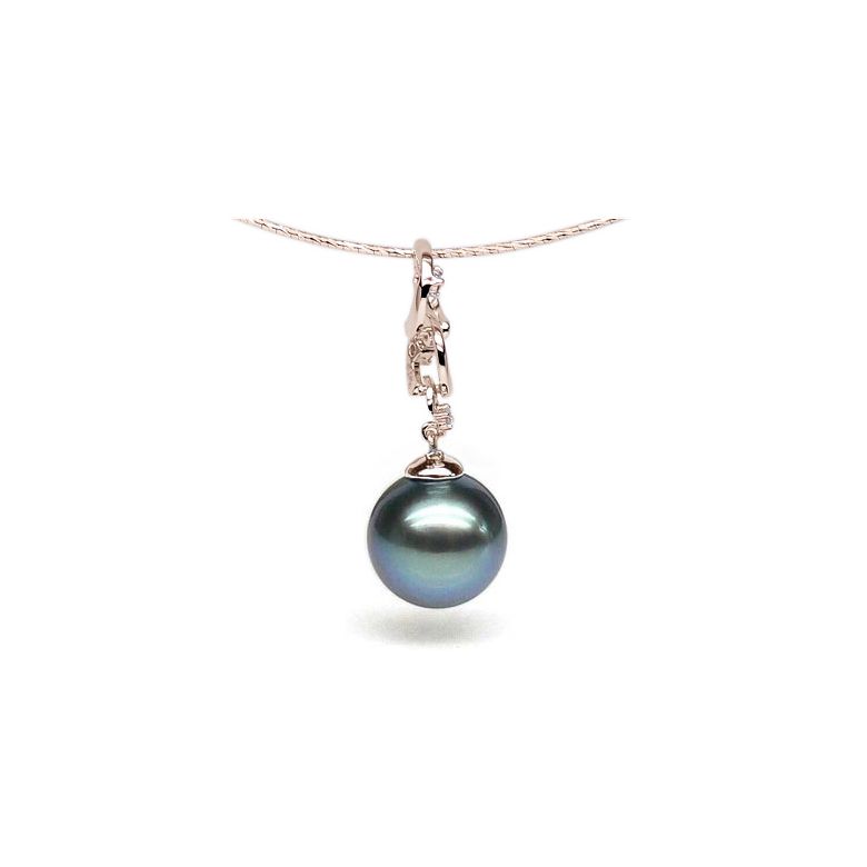Pendentif Eubée I 3 anneaux Or rose, diamants, Perle Tahiti - 3