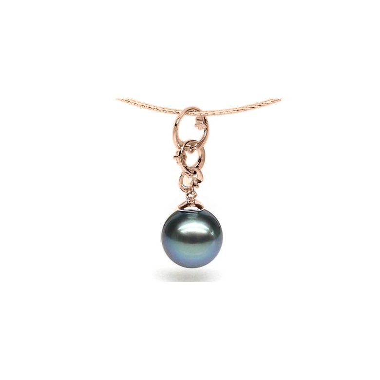 Pendentif Eubée I 3 anneaux Or rose, diamants, Perle Tahiti - 4