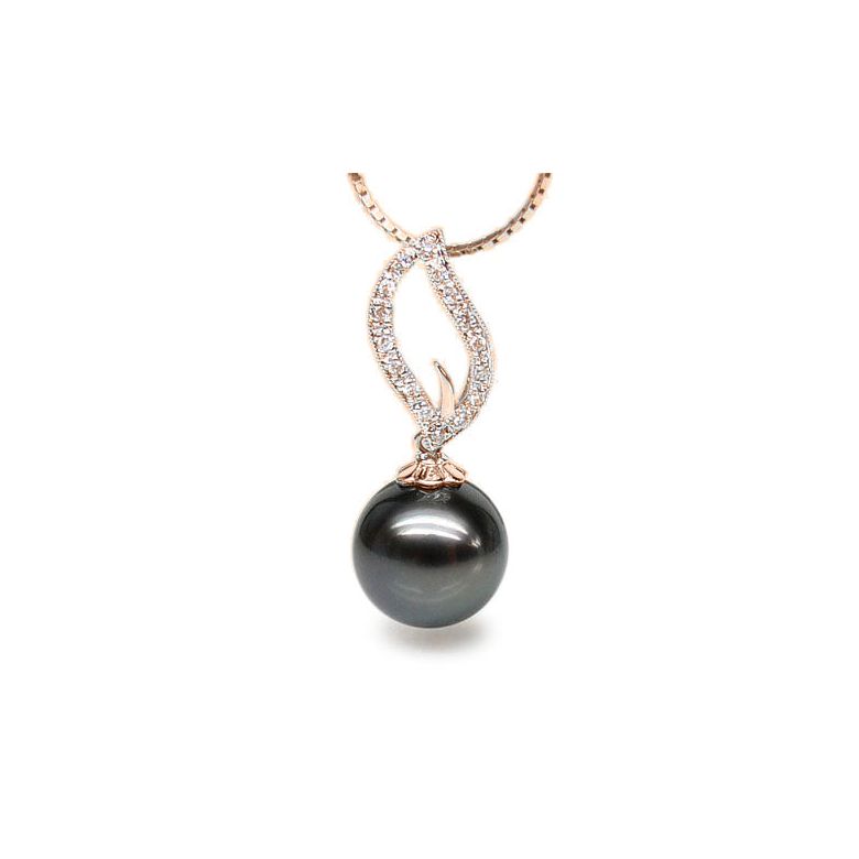 Pendentif Anegada- Passion - Perle de Tahiti, or rose, diamants - 1