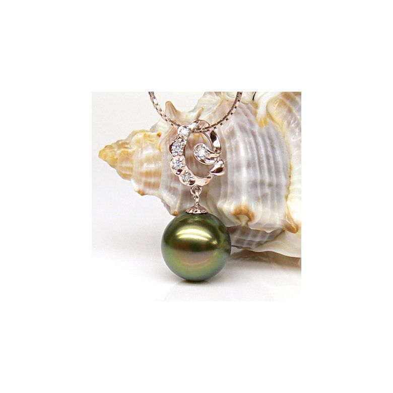 Pendentif création exclusive - Perle de Tahiti - Or rose, diamants - 2