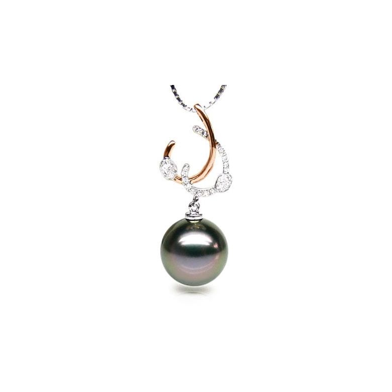Pendentif dual or rose et blanc - Perle de Tahiti - Diamants - 1