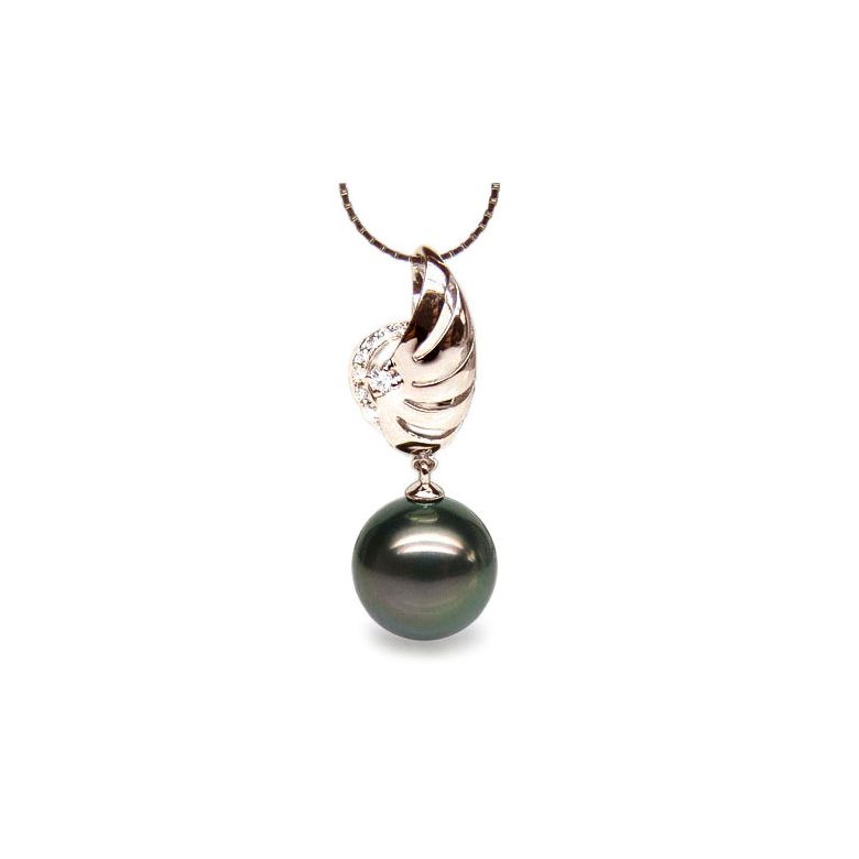 Pendentif symbole liberté - Pendentif aile perle de Tahiti - Or rose, diamants - 1