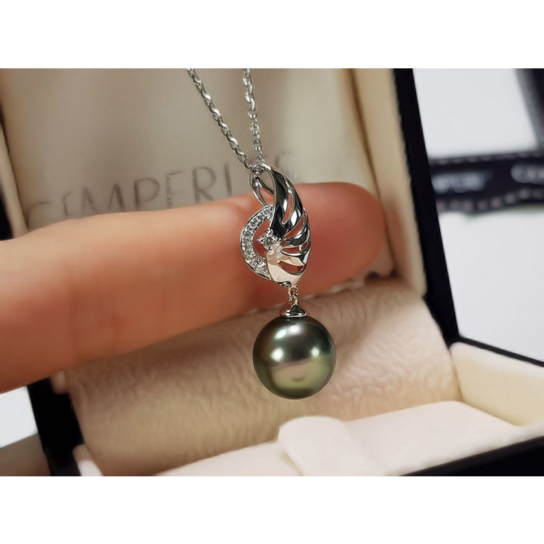 Pendentif symbole liberté - Pendentif aile perle de Tahiti - Or rose, diamants - 5