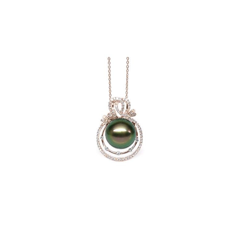 Pendentif 3 coeurs - Amour - Perle de Tahiti - Or rose, diamants - 1